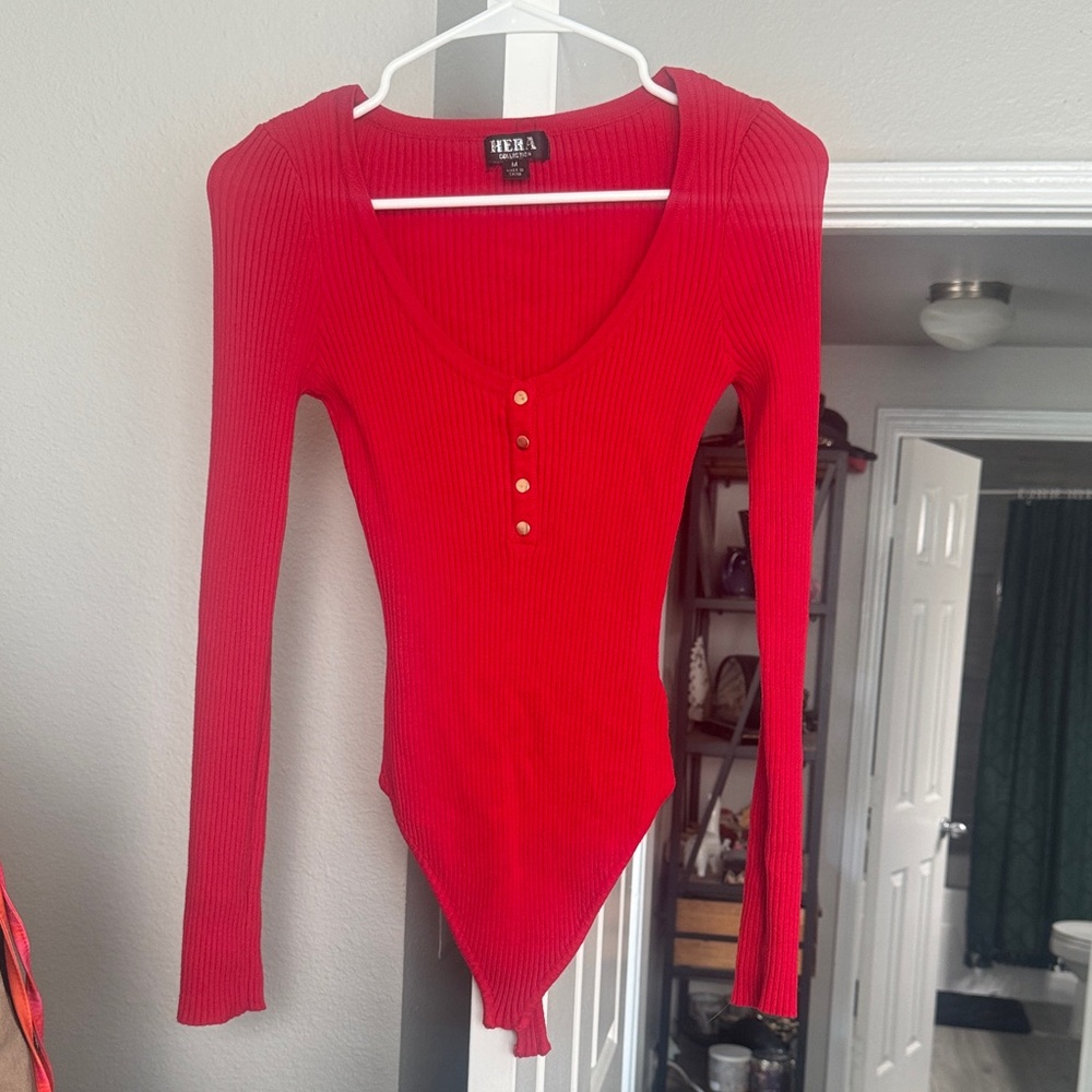 Hera Collection Scarlet Ribbed Bodysuit